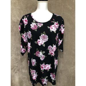Allison Andrew 2X Plus Floral Short Sleeve Top Blouse #389